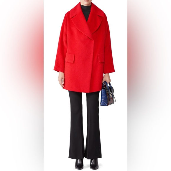 Trina Turk Wool Blend Red Coat - Picture 1 of 6
